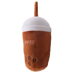 KUTKUT Squeak Coffee Tumbler Shape Dog Plush Toys Cuddly Toy Robust Puppy Gift for Small and Large Dogs Squeaky Chew Toys for Dogs - kutkutstyle