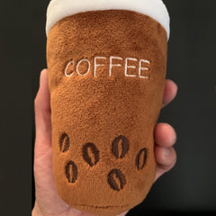 KUTKUT Squeak Coffee Tumbler Shape Dog Plush Toys Cuddly Toy Robust Puppy Gift for Small and Large Dogs Squeaky Chew Toys for Dogs - kutkutstyle