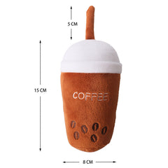 KUTKUT Squeak Coffee Tumbler Shape Dog Plush Toys Cuddly Toy Robust Puppy Gift for Small and Large Dogs Squeaky Chew Toys for Dogs - kutkutstyle