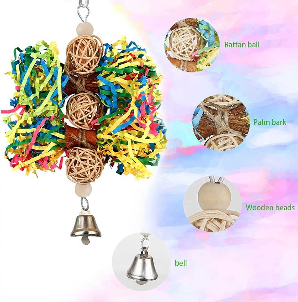 KUTKUT 5 Pcs Bird Parakeet Toys Foraging Shredding Toys Parrot Cage Accessories Hanging Toys Bird Swing Bird Ladder for Parrots Lovebird Cockatiel Conure - kutkutstyle