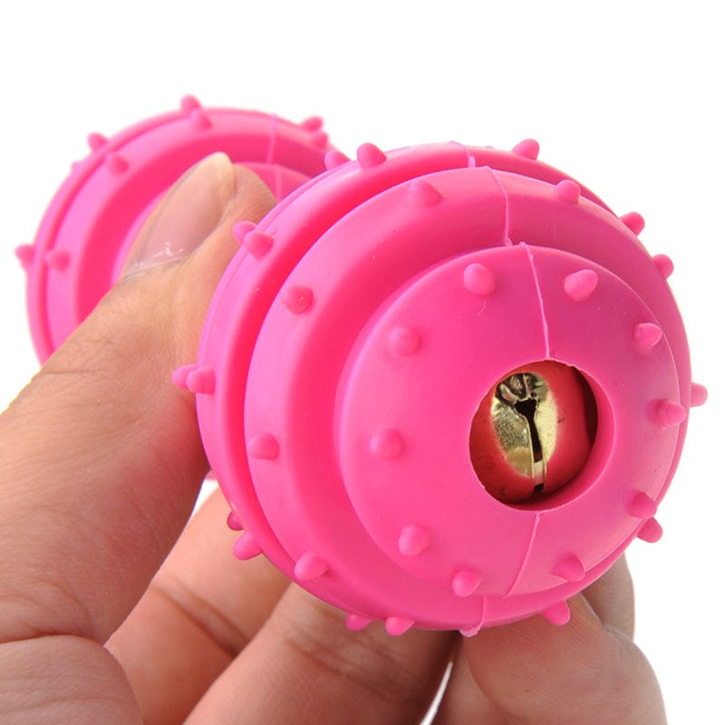 KUTKUT Bell Sound Spiky Dumbell Shape Chew Toy for Dogs and Cats (Size: 12 cm x 5 cm)-Chew Toy-kutkutstyle