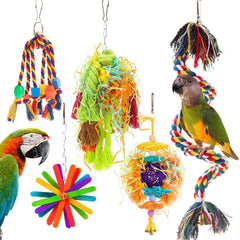 KUTKUT Bird Colorful Chewing Toys Parrot Foraging Shredder Toys Shred Hanging Foraging Toys,Comfy Perch Parrot Toys for Rope Bungee Bird Toy - kutkutstyle