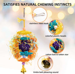 KUTKUT Bird Colorful Chewing Toys Parrot Foraging Shredder Toys Shred Hanging Foraging Toys,Comfy Perch Parrot Toys for Rope Bungee Bird Toy - kutkutstyle