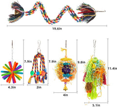 KUTKUT Bird Colorful Chewing Toys Parrot Foraging Shredder Toys Shred Hanging Foraging Toys,Comfy Perch Parrot Toys for Rope Bungee Bird Toy - kutkutstyle