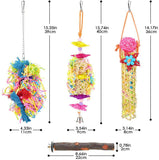 KUTKUT Bird Parrots Shredding Toys Parakeet Chewing Toys Bird Loofah Toys Parrot Cage Shredder Toys Bird Foraging Hanging Toys Bird Accessories for Parrots Lovebird Cockatiel Conure African G