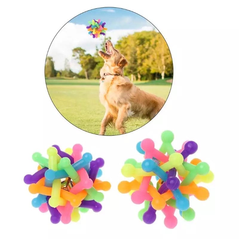 KUTKUT Colorful Bell Sound Woven Chewing Rubber Ball for Dogs and Cats - kutkutstyle