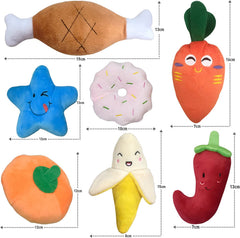KUTKUT Combo of 7 Pcs Squeaky Dog Toys, Puppy Toys, Cute Doy Chew Toy for Puppies and Small Dogs, Soft Plush Pet Toys with Squeakers - kutkutstyle