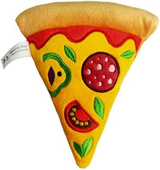 KUTKUT Dog Squeaky Toys, Pizza Shape Plush Stuffed Puppy Chew Toys with Squeakers, Soft Food Shape Pet Toy for Small Medium Dogs - kutkutstyle