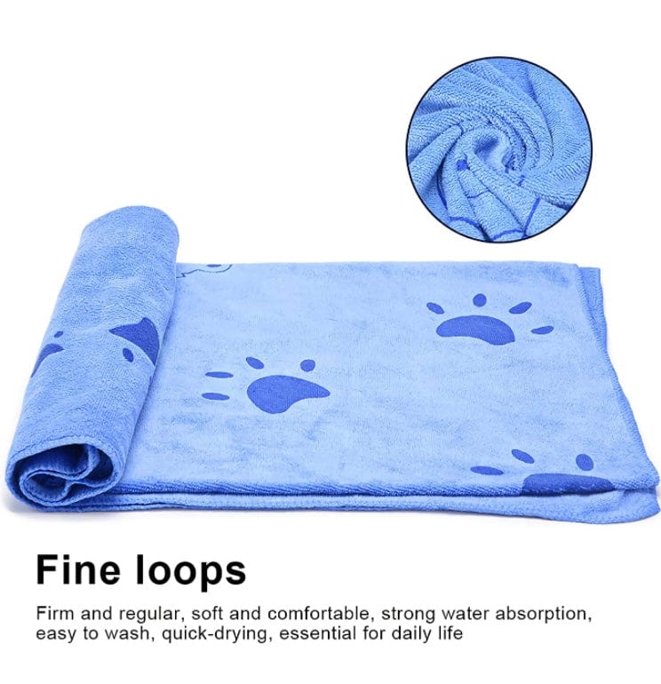 KUTKUT Dog Towel, Looluuloo Microfiber Drying Towels for Dog, Dog Bath Towel, Beach Towel, Absorbent Towel Suitable for Small and Medium Dogs (Blue: 140 x 70cm) - kutkutstyle