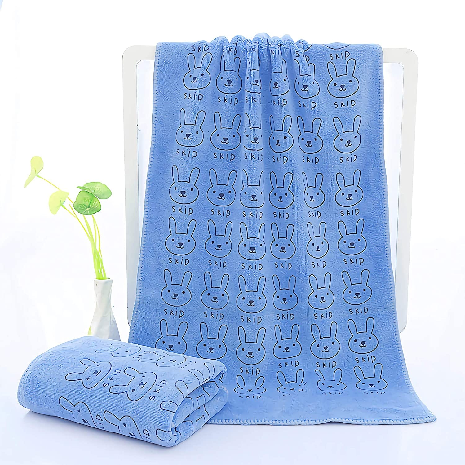 KUTKUT Dog Towel, Looluuloo Microfiber Drying Towels for Dog, Dog Bath Towel, Beach Towel, Absorbent Towel Suitable for Small and Medium Dogs (Blue: 140 x 70cm)… - kutkutstyle