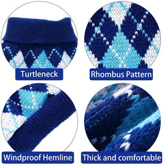 KUTKUT 2 Pack Small Dog Cat Sweater,Turtleneck Knitwear Small Pet Sweater, Soft Comfortable Pet Knitwear Pullover for Shihtzu, Pug, Lhasa etc, Argyle - kutkutstyle