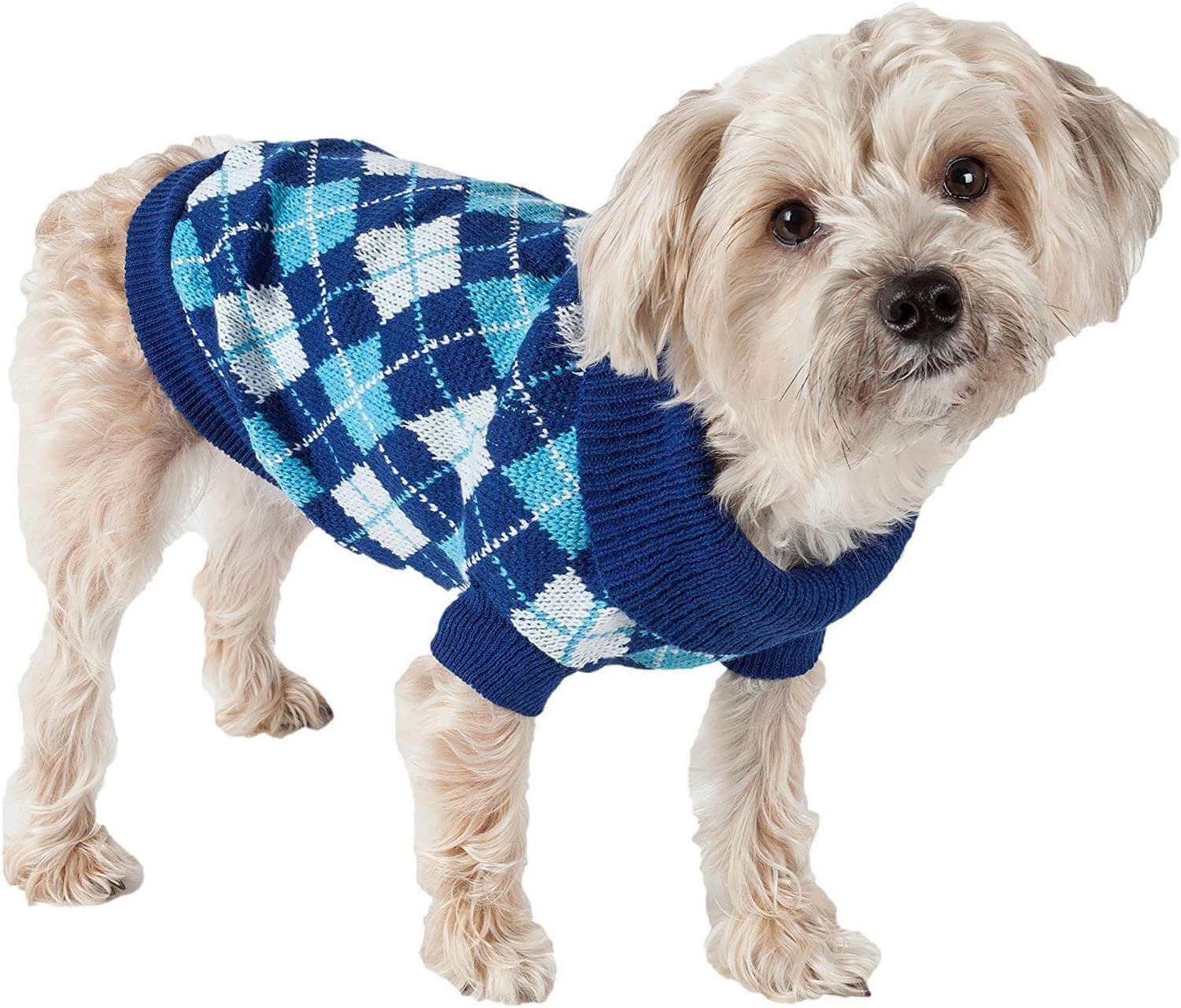 kutkutstyle Clothing KUTKUT 2 Pack Small Dog Cat Sweater,Turtleneck Knitwear Small Pet Sweater, Soft Comfortable Pet Knitwear Pullover for Shihtzu, Pug, Lhasa etc, Argyle