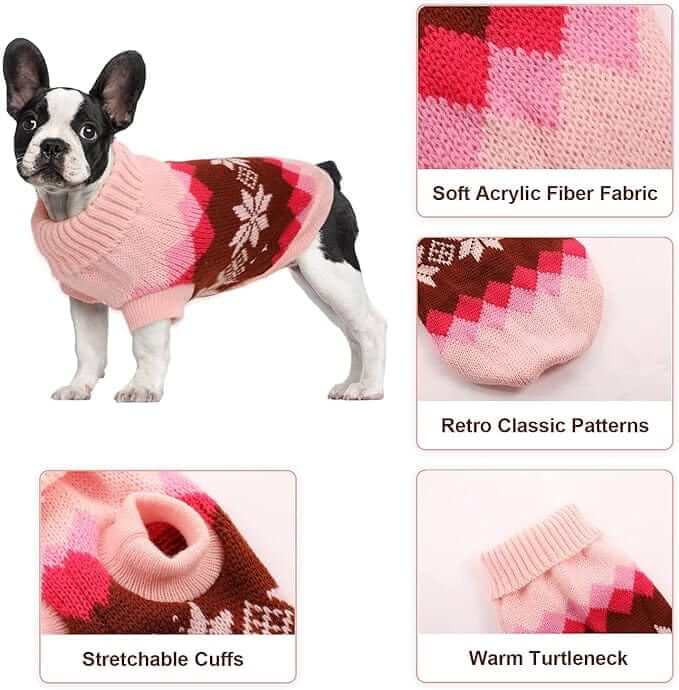 KUTKUT 2 Pack Small Dog Cat Sweater,Turtleneck Knitwear Small Pet Sweater, Soft Comfortable Pet Knitwear Pullover for Shihtzu, Pug, Lhasa etc, Small Dogs Cat Winter Clothes - kutkutstyle