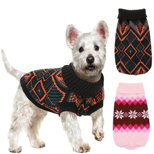 KUTKUT 2 Pack Small Dog Cat Sweater,Turtleneck Knitwear Small Pet Sweater, Soft Comfortable Pet Knitwear Pullover for Shihtzu, Pug, Lhasa etc, Small Dogs Cat Winter Clothes - kutkutstyle