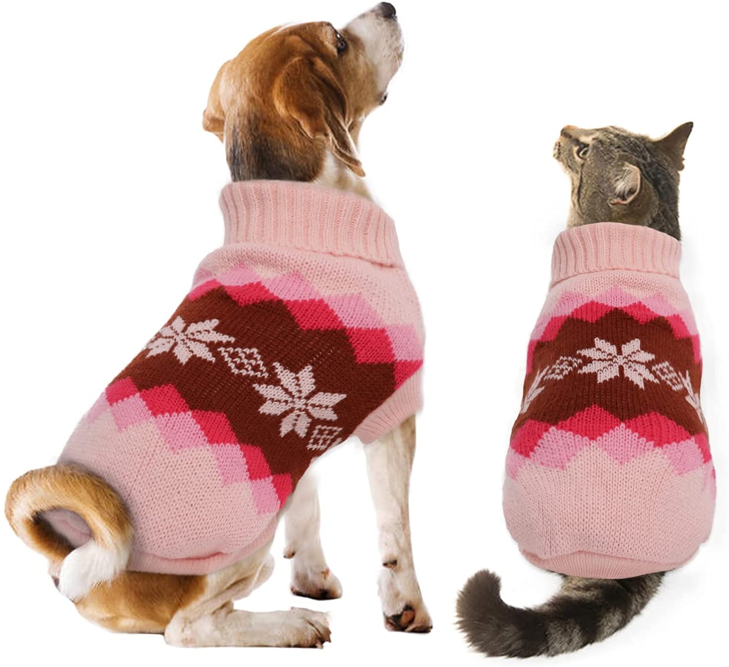 KUTKUT 2 Pcs Small Dog Cat Sweater,Turtleneck Knitwear Small Pet Sweater, Soft Comfortable Pet Knitwear Pullover for Shihtzu, Pug, Lhasa etc, Small Dogii Cat Winter Clothes - kutkutstyle