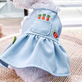 KUTKUT 3 Carrots Sweet Dress for Puppy, Small Dogs and Cats, Summer Party Dog Dress for Yorkie, Maltese and Small Dogs & Cats ( Blue)-Clothing-kutkutstyle