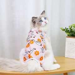 KUTKUT Cats Dog Sterilization Suit, Cat Surgery Recovery Suit | Physiological Poly Cotton Breathable Clothes for Abdominal Wounds or Skin Diseases Hook & Loop Closure Costume  (Multi) - kutku