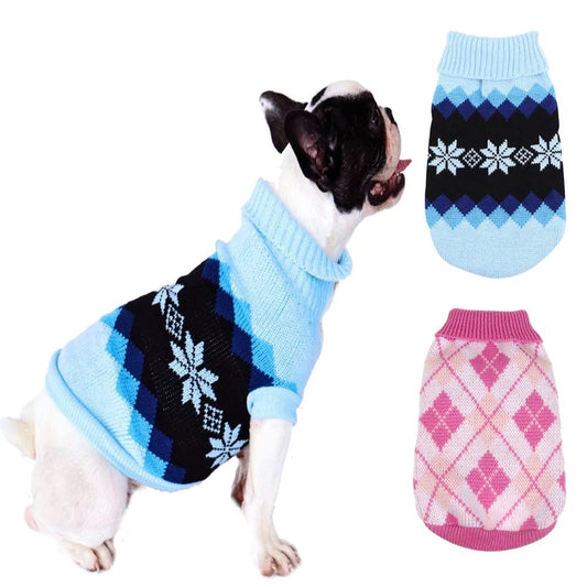 KUTKUT Combo of 2 Small Dog Cat Sweater,Turtleneck Knitwear Small Pet Sweater, Soft Comfortable Pet Knitwear Pullover for Shihtzu, Pug, Lhasa etc, Pet Sweater Winter Clothes - kutkutstyle
