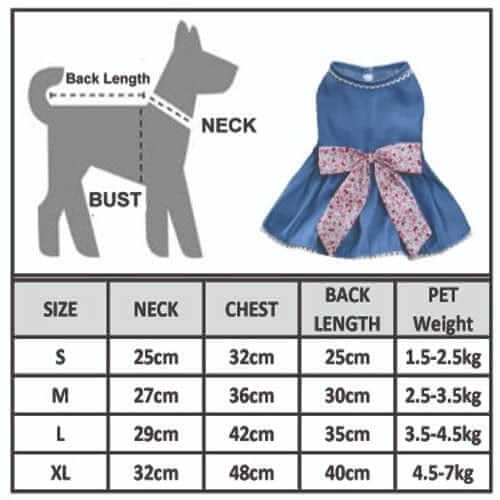 KUTKUT Cute Pet Dress Dog Dress with Lovely Floral Bow Pet Apparel Dog Clothes for Small Dogs & Cats | Puppy Summer Dress Birthday Pet Apparel Dress - kutkutstyle