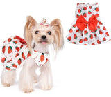 KUTKUT Cute Straberry Pattern Dog Dress with Lovely Bow Pet Apparel Dog Clothes for Small Dogs and Cats | Puppy Summer Dress Birthday Pet Apparel Dress  (Red) - kutkutstyle