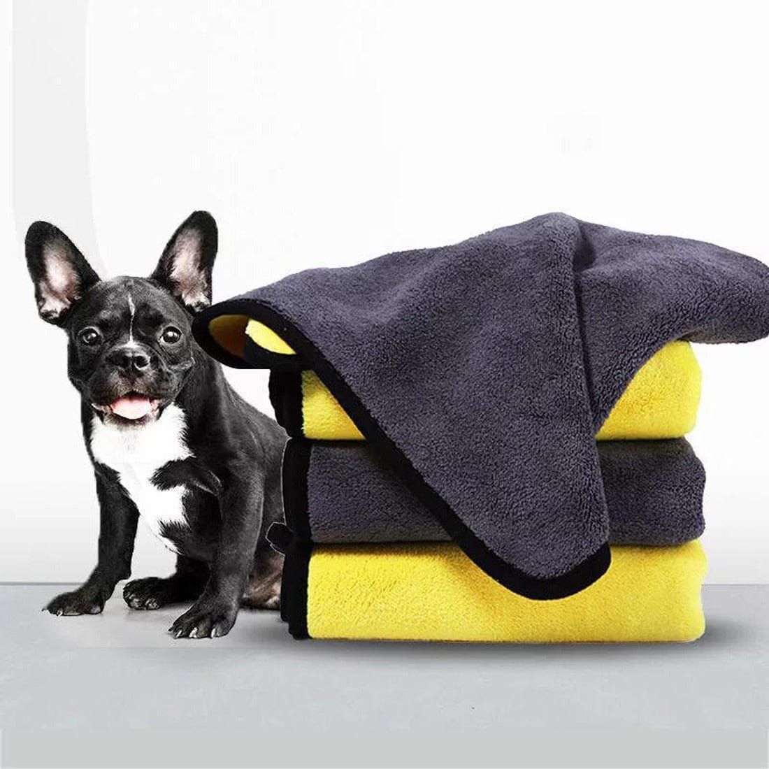 KUTKUT Dog Bath Towel - Super Absorbent Microfiber Dog Towel for Small Medium Large Dogs and Cats, Yellow - Grey-Clothing-kutkutstyle