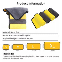 KUTKUT Dog Bath Towel - Super Absorbent Microfiber Dog Towel for Small Medium Large Dogs and Cats, Yellow - Grey - kutkutstyle