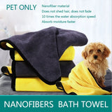 KUTKUT Dog Bath Towel - Super Absorbent Microfiber Dog Towel for Small Medium Large Dogs and Cats, Yellow - Grey - kutkutstyle