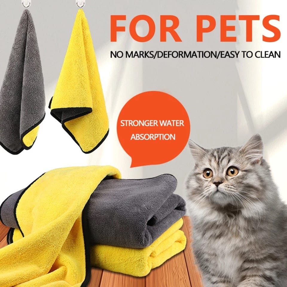 KUTKUT Dog Bath Towel - Super Absorbent Microfiber Dog Towel for Small Medium Large Dogs and Cats, Yellow - Grey-Clothing-kutkutstyle