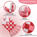KUTKUT Dog Cat Plaid Dress for Small Pets Puppy Kitten Plaid Ruffle Dog Dress, Small Dogs Girl Summer Dress with Bow, Pet Party & Daily Apparel for Dogs/Cats (Red) - kutkutstyle