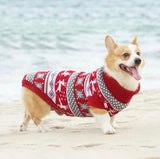 KUTKUT Dog Christmas Sweater | Cute Reindeer Snowflakes Knit Sweater | Pet Holiday Cloth Soft Warm Turtleneck Knitwear for Small, Medium & Large Dogs (Red) - kutkutstyle