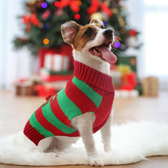 KUTKUT Dog Christmas Sweater Cute Striped Elk Dog Knitted Pullover for Small Medium Large Dogs Cats Warm Xmas Puppy Knit Jumper New Year Fall Winter Dog Clothes Outfits - kutkutstyle