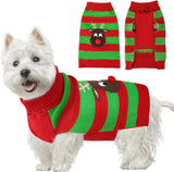 KUTKUT Dog Christmas Sweater Cute Striped Elk Dog Knitted Pullover for Small Medium Large Dogs Cats Warm Xmas Puppy Knit Jumper New Year Fall Winter Dog Clothes Outfits - kutkutstyle