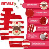 KUTKUT Dog Christmas Sweater Cute Striped Reindeer Xmas Pet Clothes Holiday Puppy Cat Costume New Year Gifts for Small Dogs Cats Turtleneck Knitted Pullover - kutkutstyle