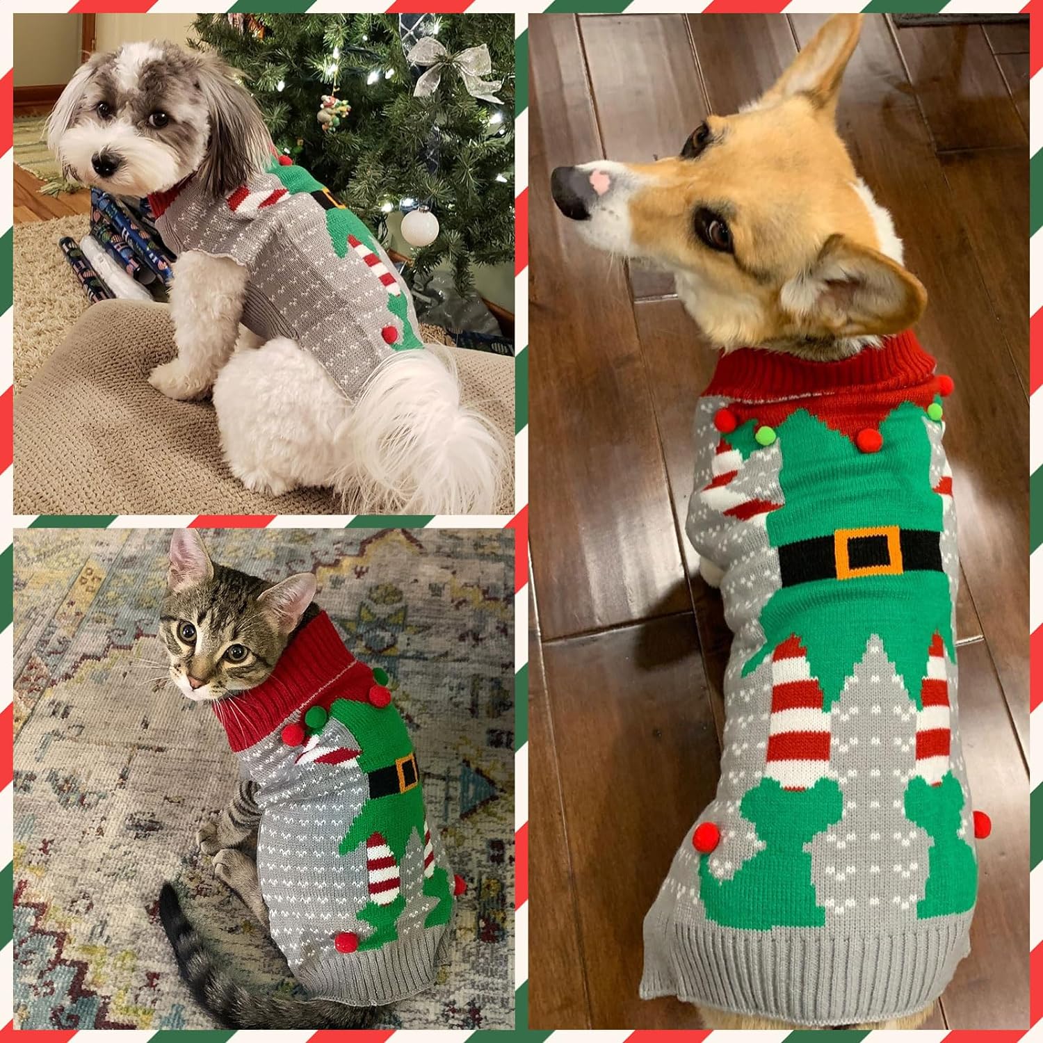 KUTKUT Dog Christmas Sweaters Ugly Clown Dog Turtleneck Knitted Pullover Puppy Clothes for Small Dogs Cats Xmas Pet Outfit Jumper - kutkutstyle