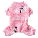 KUTKUT Dog Pajamas Coat Cat Jumpsuit Soft Velvet Doggie Jumpers Onesies Jammies Fleece Cat Apparel Pet Clothes Warm Flannel Cold Weather Puppy Small Dogs Rompers (Pink) - kutkutstyle