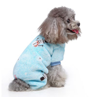 KUTKUT Dog Pajamas Coat Cat Jumpsuit Soft Velvet Doggie Jumpers Onesies Jammies Fleece Cat Apparel Pet Clothes Warm Flannel Cold Weather Puppy Small Dogs Rompers (Blue)-Clothing-kutkutstyle