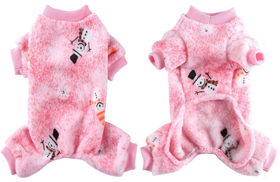 KUTKUT Dog Pajamas Coat Cat Jumpsuit Soft Velvet Doggie Jumpers Onesies Jammies Fleece Cat Apparel Pet Clothes Warm Flannel Cold Weather Puppy Small Dogs Rompers (Pink) - kutkutstyle