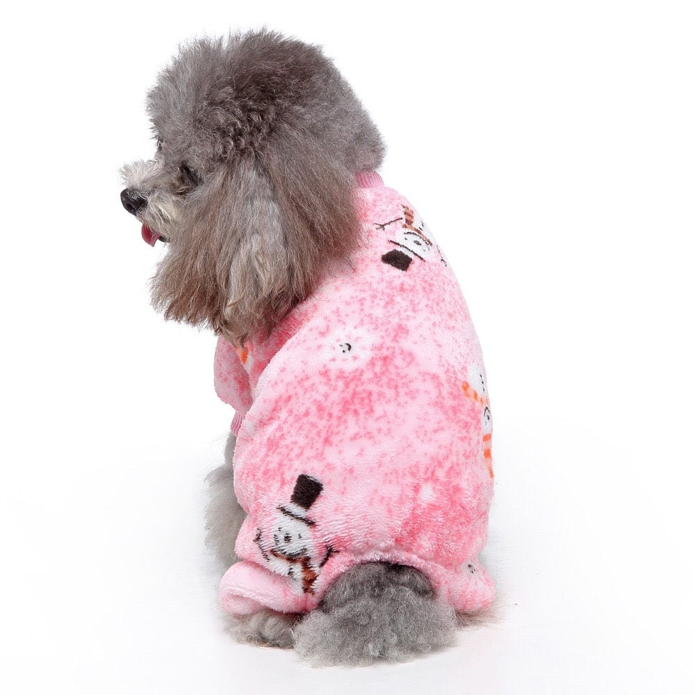 KUTKUT Dog Pajamas Coat Cat Jumpsuit Soft Velvet Doggie Jumpers Onesies Jammies Fleece Cat Apparel Pet Clothes Warm Flannel Cold Weather Puppy Small Dogs Rompers (Pink) - kutkutstyle