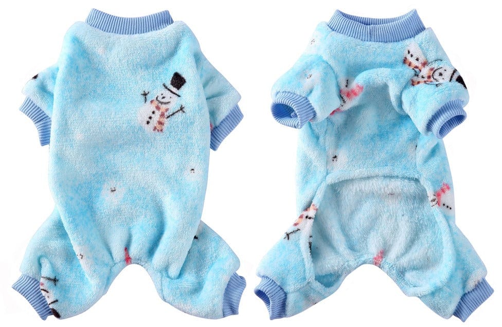 KUTKUT Dog Pajamas Coat Cat Jumpsuit Soft Velvet Doggie Jumpers Onesies Jammies Fleece Cat Apparel Pet Clothes Warm Flannel Cold Weather Puppy Small Dogs Rompers (Blue) - kutkutstyle