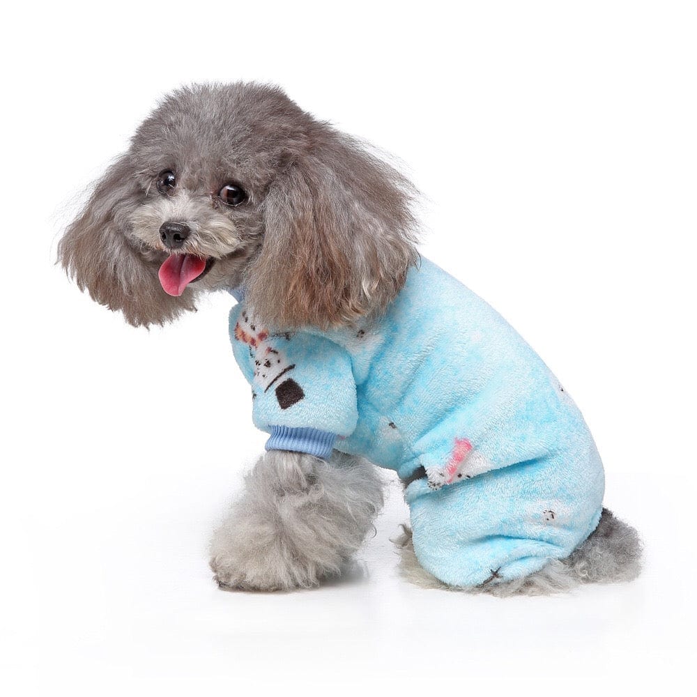 KUTKUT Dog Pajamas Coat Cat Jumpsuit Soft Velvet Doggie Jumpers Onesies Jammies Fleece Cat Apparel Pet Clothes Warm Flannel Cold Weather Puppy Small Dogs Rompers (Blue) - kutkutstyle