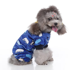 KUTKUT Dog Pajamas Coat Cat PJSJumpsuit Soft Velvet Doggie Jumpers Onesies Jammies Fleece Cat Apparel Pet Clothes Warm Flannel Cold Weather Puppy Small Dogs Rompers (Blue) - kutkutstyle
