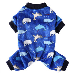 KUTKUT Dog Pajamas Coat Cat PJSJumpsuit Soft Velvet Doggie Jumpers Onesies Jammies Fleece Cat Apparel Pet Clothes Warm Flannel Cold Weather Puppy Small Dogs Rompers (Blue) - kutkutstyle