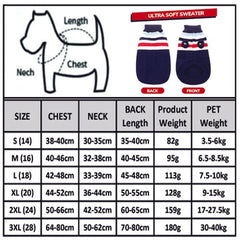 KUTKUT Dog Sweater | Warm Strip Dog Winter Knitwear Clothes with Elastic Leg Bands | Soft Acrylic Knitted Pet Pullover for Small Medium Large Doggy (Blue) - kutkutstyle