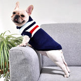 KUTKUT Dog Sweater | Warm Strip Dog Winter Knitwear Clothes with Elastic Leg Bands | Soft Acrylic Knitted Pet Pullover for Small Medium Large Doggy (Blue) - kutkutstyle