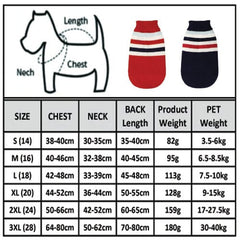 KUTKUT Dog Sweater | Warm Strip Dog Winter Knitwear Clothes with Elastic Leg Bands | Soft Acrylic Knitted Pet Pullover for Small Medium Large Doggy (Red) - kutkutstyle