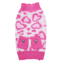 KUTKUT Dog Winter Sweater, Heart and Pocket Pattern Stretchable Knitted Warm Turtleneck Winter Warm Pullover For Large Dogs-Clothing-kutkutstyle