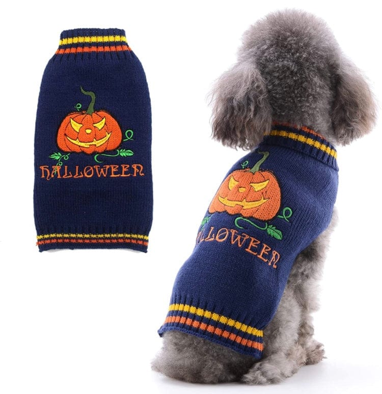 KUTKUT Halloween Medium Dog Sweater | Turtleneck Sweater Pumpkin Pattern Knitwear Warm Pet Jumper Jacket Clothes For Beagle, French Bulldog, Corgi etc.-Clothing-kutkutstyle