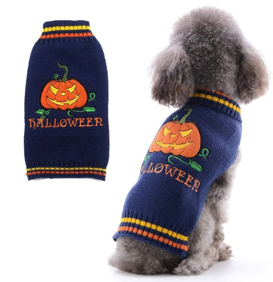 KUTKUT Halloween Medium Dog Sweater | Turtleneck Sweater Pumpkin Pattern Knitwear Warm Pet Jumper Jacket Clothes For Beagle, French Bulldog, Corgi etc. - kutkutstyle