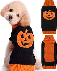 KUTKUT Halloween Medium Dog Sweater | Turtleneck Sweater Pumpkin Pattern Knitwear Warm Pet Sweater For Beagle, French Bulldog, Corgi etc. - kutkutstyle