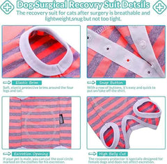 KUTKUT Kitten Puppy Recovery Suit, Surgery Recovery Suit for Female Dogs After Spay, Dog Cats Surgical Onesie with Pee Hole Collar Cone Alternative for Abdominal Wounds (Size: S, Chest: 35cm)